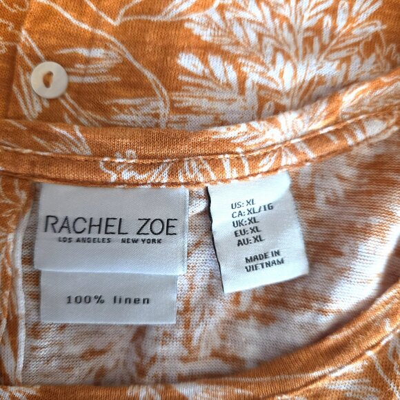 Rachel Zoe Orange and White Cap Sleeve Floral Casual Top in Size XL - Picture 4 of 4